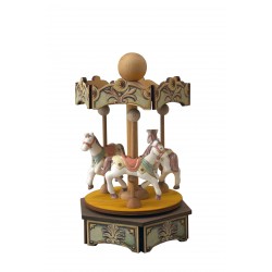 HORSES CAROUSEL, children and baby carousel music box for kids and babies. Gift for christening baptism. wooden music box