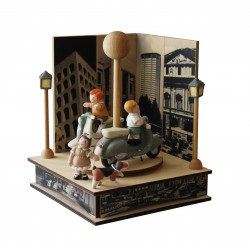 MOTORBIKES AND CHILDREN musical carousel, music box for baby and child, wooden music box for kids and babies