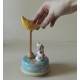 DOG AND MOON collectible baby children MUSIC BOX for Baptism, Baby shower, birthday or christening. handmade music box