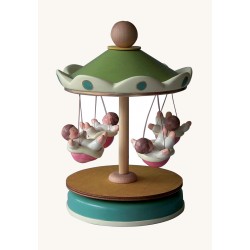 flying carousel , baby music box, wooden music box. children carousel music box babies, for christening, baptism or baby shower