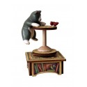 CAT ON THE TABLE, collectible wood music box