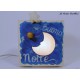 wooden lamp musical box, with perforated MOON AND STARS, collectible music box with lamp. custom lamp musico box