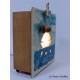 wooden lamp musical box, with perforated BOAT IN THE SEA, collectible music box with lamp. custom lamp musico box
