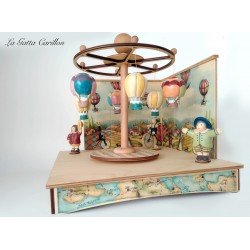 HOT AIR BALLON musical carousel, music box for baby and child, wooden music box for kids and babies
