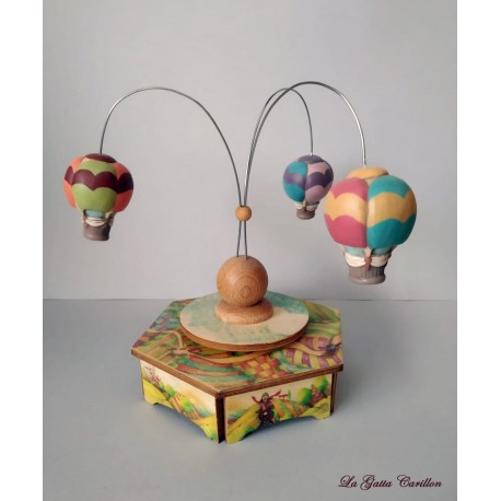 Hot Air Ballon musical carousel, music box for baby and child, wooden music box for kids and babies