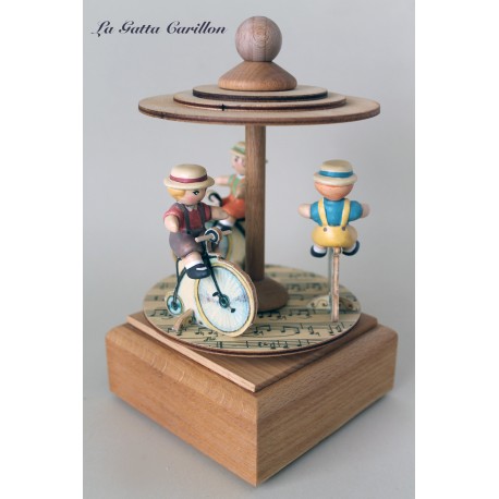 BIKES Carousel musical box, baby music box, wooden music box for children and babies, births and baptisms gift