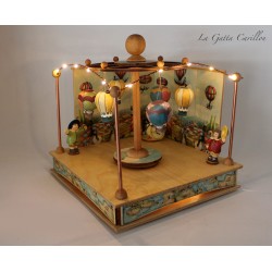 HOT AIR BALLON musical carousel, light music box for baby and child, wooden music box for kids and babies