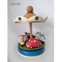 MUSICAL CAROUSEL WITH TRUCK, CAR AND SCOOTERS, baby music box, wooden music box