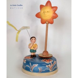 BABY BOY AND SUN children music box. kids music box, handmade and hand-painted. for christening, baptism, baby shower