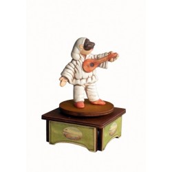 PULCINELLA AND MANDOLIN, wooden collectible music box. Custom music box handmade in Italy, for child, baby or collectors.