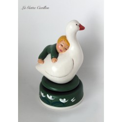 BOY ON THE GOOSE children music box handmade for babies kids, gift for christening, baptism, baby shower party or birthday