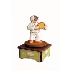 PULCINELLA AND DRUM, wooden collectible music box. Custom music box handmade in Italy, for child, baby or collectors.