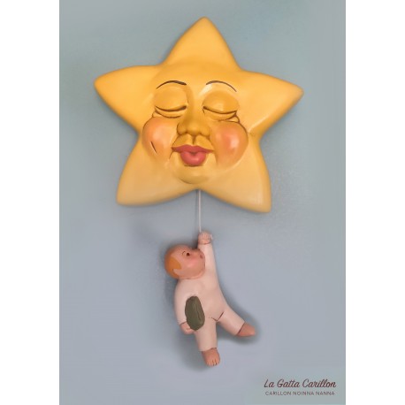 STAR & baby boy music box, wall-hanging lullaby music box for babies and children. Music box for christening, baptism baby showe