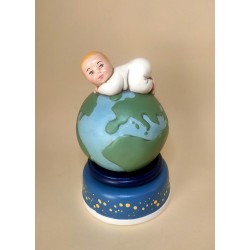 BOY ON THE WORLD children music box handmade for babies kids, gift for christening, baptism, baby shower party or birthday