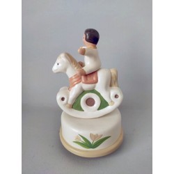 HORSE AND CHILD Baby music box for boys girls handmade. Children music box, gift for christening, baptism, baby shower.