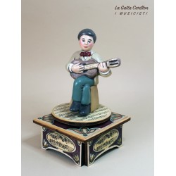 GUITAR MUSICIAN, wooden collectible music box. Custom music box handmade in Italy, for child, baby or collectors.