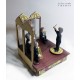 Collectible wooden music box, orchestra, with 4 musician (flutist, pianist, double bass player and violinist) and a director.