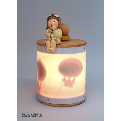 BABY GIRL HOT AIR BALLOON, light musical box for children, baby and kids music box for christening, baptism