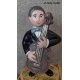 CONTRABASS MUSICIAN, wooden collectible music box. Custom music box handmade in Italy, for child, baby or collectors.