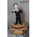 FLUTE MUSICIAN, wooden collectible music box