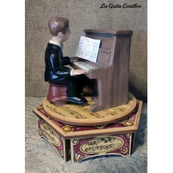 PIANO MUSICIAN, wooden collectible music box. Custom music box handmade in Italy, for child, baby or collectors.