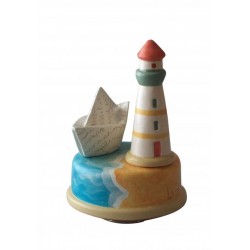 BOAT & LIGHTHOUSE collectible baby children MUSIC BOX for Baptism, Baby shower, birthday or christening. handmade music box