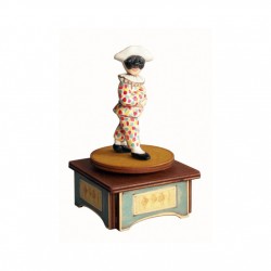 ARLECCHINO COMEDY MASK, wood collectible music box. Custom music box handmade in Italy, for child, baby or collectors.